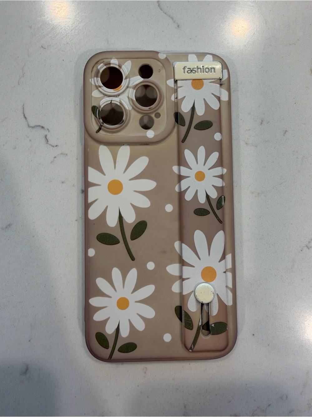 Fashion Daisy Floral Phone Case - Beige with White Daisies